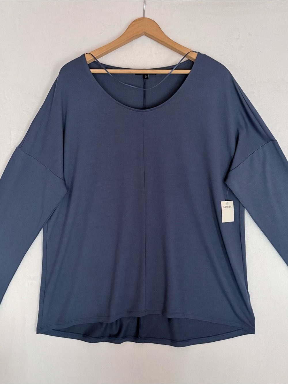 George Women's Blue Long Sleeve Scoop Neck Top Size XL